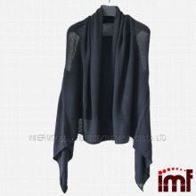 Top Grade 100% Cashmere Preto Padrão Poncho de Tricô para Mulheres